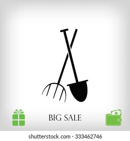 Garden fork, garden shovel icon