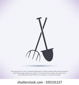 Garden fork, garden shovel icon