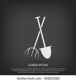Garden fork, garden shovel icon