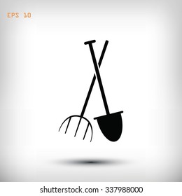 Garden fork, garden shovel icon