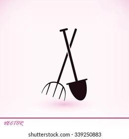 Garden fork, garden shovel icon