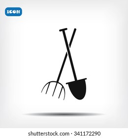 Garden fork, garden shovel icon
