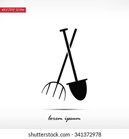 Garden fork, garden shovel icon