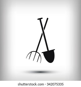 Garden fork, garden shovel icon