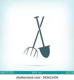 Garden fork, garden shovel icon