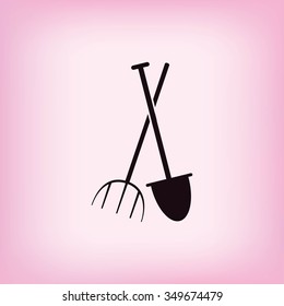 Garden fork, garden shovel icon