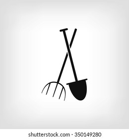 Garden fork, garden shovel icon