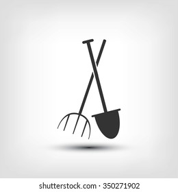 Garden fork, garden shovel icon