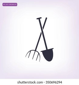 Garden fork, garden shovel icon