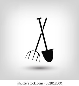 Garden fork, garden shovel icon