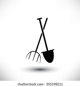 Garden fork, garden shovel icon