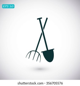Garden fork, garden shovel icon