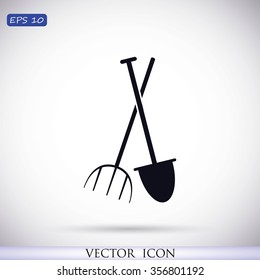 Garden fork, garden shovel icon
