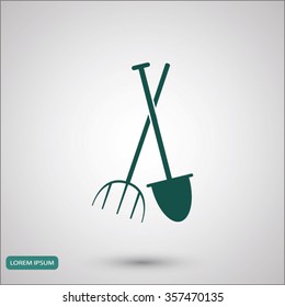Garden fork, garden shovel icon