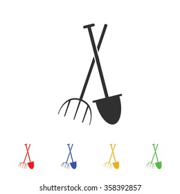 Garden fork, garden shovel icon