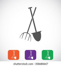 Garden fork, garden shovel icon
