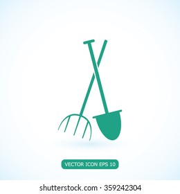 Garden fork, garden shovel icon