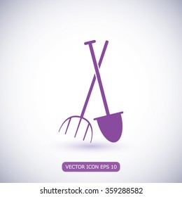Garden fork, garden shovel icon