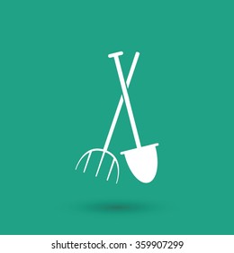 Garden fork, garden shovel icon