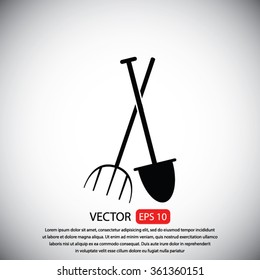 Garden fork, garden shovel icon