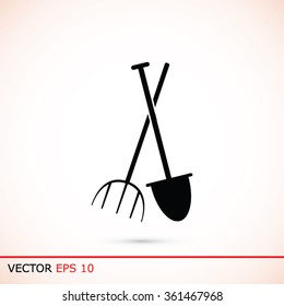 Garden fork, garden shovel icon