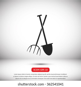 Garden fork, garden shovel icon