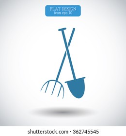 Garden fork, garden shovel icon