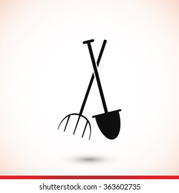 Garden fork, garden shovel icon