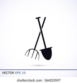 Garden fork, garden shovel icon