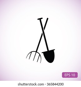 Garden fork, garden shovel icon