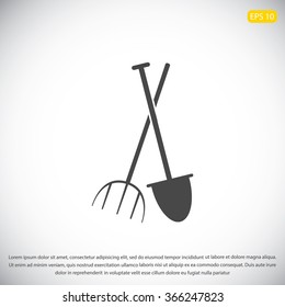 Garden fork, garden shovel icon