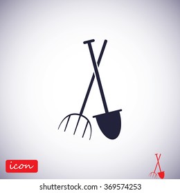 Garden fork, garden shovel icon