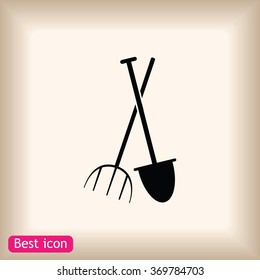 Garden fork, garden shovel icon