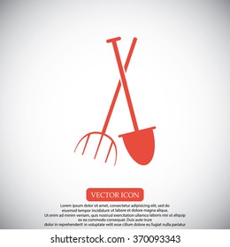 Garden fork, garden shovel icon