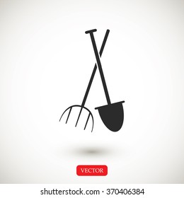 Garden fork, garden shovel icon