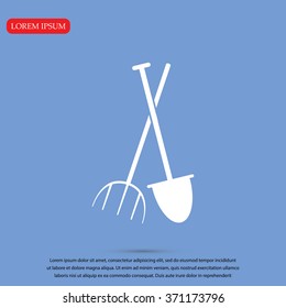 Garden fork, garden shovel icon