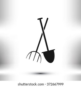 Garden fork, garden shovel icon