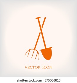 Garden fork, garden shovel icon