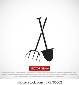 Garden fork, garden shovel icon