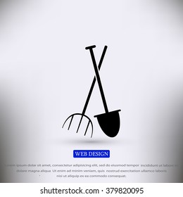 Garden fork, garden shovel icon