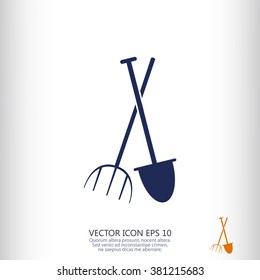 Garden fork, garden shovel icon