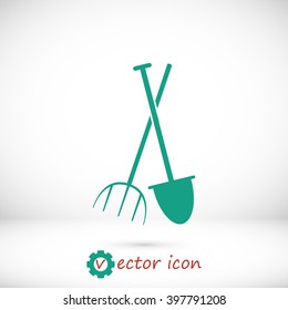 Garden fork, garden shovel icon