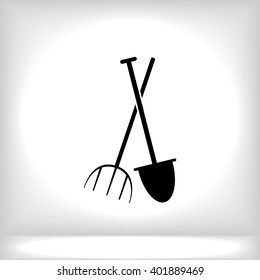Garden fork, garden shovel icon