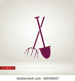 Garden fork, garden shovel icon