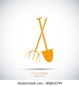 Garden fork, garden shovel icon