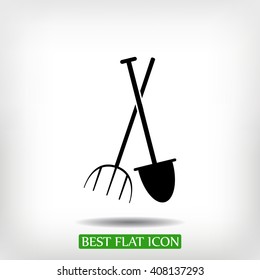Garden fork, garden shovel icon