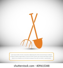 Garden fork, garden shovel icon