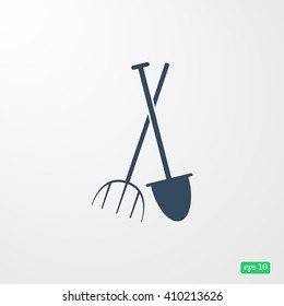Garden fork, garden shovel icon