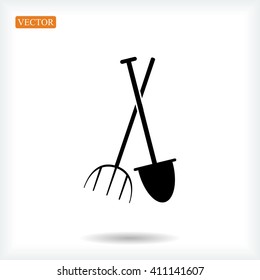 Garden fork, garden shovel icon