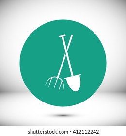 Garden fork, garden shovel icon